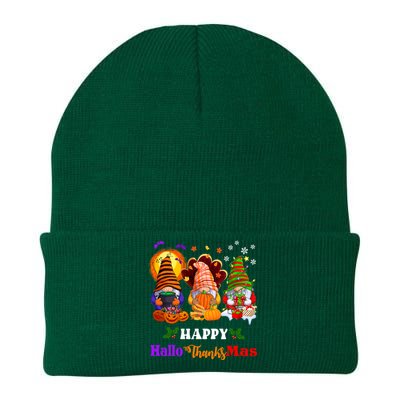 Halloween Thanksgiving Christmas Happy HalloThanksMas Gnomes Long Sleeve Knit Cap Winter Beanie