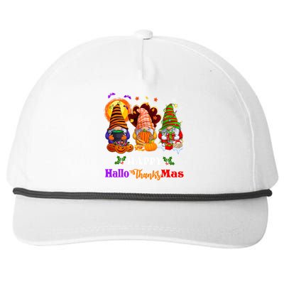 Halloween Thanksgiving Christmas Happy HalloThanksMas Gnomes Long Sleeve Snapback Five-Panel Rope Hat