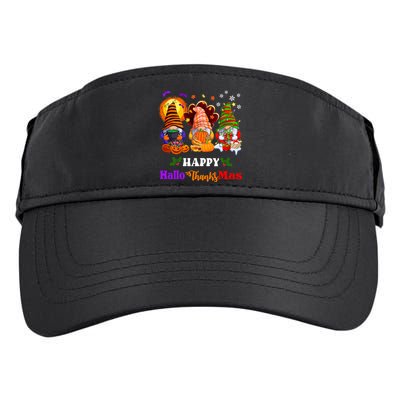 Halloween Thanksgiving Christmas Happy HalloThanksMas Gnomes Long Sleeve Adult Drive Performance Visor