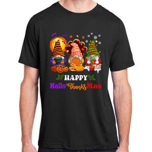 Halloween Thanksgiving Christmas Happy HalloThanksMas Gnomes Long Sleeve Adult ChromaSoft Performance T-Shirt