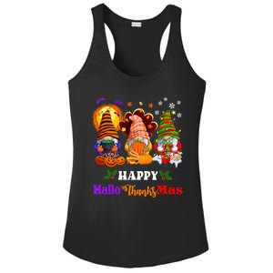 Halloween Thanksgiving Christmas Happy HalloThanksMas Gnomes Long Sleeve Ladies PosiCharge Competitor Racerback Tank