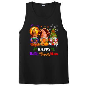 Halloween Thanksgiving Christmas Happy HalloThanksMas Gnomes Long Sleeve PosiCharge Competitor Tank