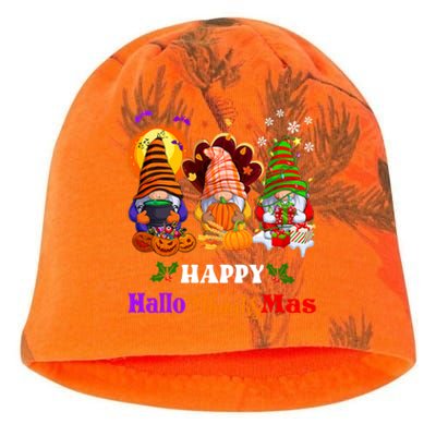 Halloween Thanksgiving Christmas Happy HalloThanksMas Gnomes Long Sleeve Kati - Camo Knit Beanie