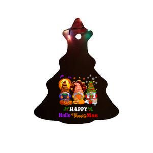 Halloween Thanksgiving Christmas Happy HalloThanksMas Gnomes Long Sleeve Ceramic Tree Ornament