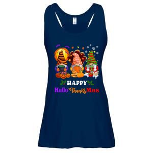 Halloween Thanksgiving Christmas Happy HalloThanksMas Gnomes Long Sleeve Ladies Essential Flowy Tank