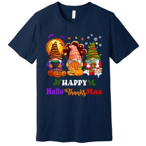 Halloween Thanksgiving Christmas Happy HalloThanksMas Gnomes Long Sleeve Premium T-Shirt