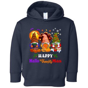 Halloween Thanksgiving Christmas Happy HalloThanksMas Gnomes Long Sleeve Toddler Hoodie