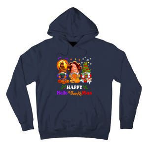 Halloween Thanksgiving Christmas Happy HalloThanksMas Gnomes Long Sleeve Tall Hoodie