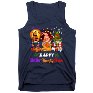 Halloween Thanksgiving Christmas Happy HalloThanksMas Gnomes Long Sleeve Tank Top