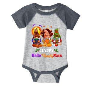 Halloween Thanksgiving Christmas Happy HalloThanksMas Gnomes Long Sleeve Infant Baby Jersey Bodysuit