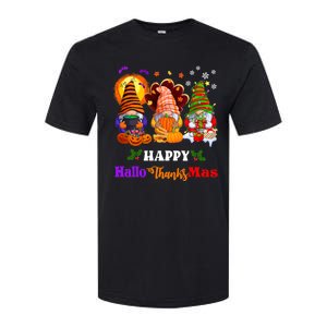 Halloween Thanksgiving Christmas Happy HalloThanksMas Gnomes Long Sleeve Softstyle CVC T-Shirt