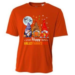 Halloween Thanksgiving Christmas Happy Hallothanksmas Gnomes Great Gift Cooling Performance Crew T-Shirt