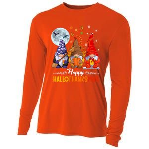 Halloween Thanksgiving Christmas Happy Hallothanksmas Gnomes Great Gift Cooling Performance Long Sleeve Crew