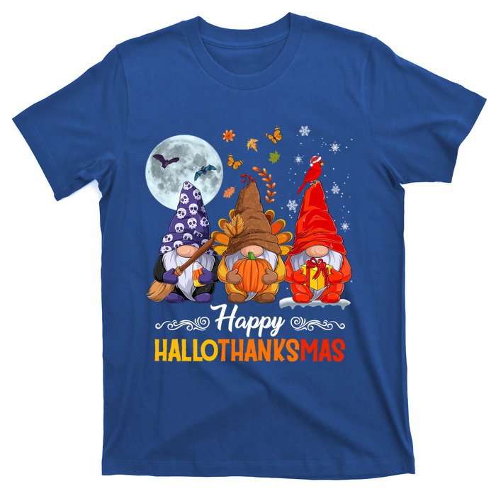 Halloween Thanksgiving Christmas Happy Hallothanksmas Gnomes Great Gift T-Shirt