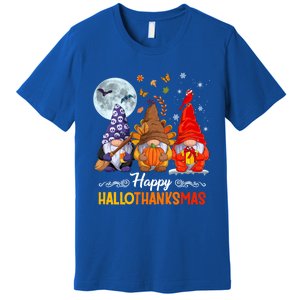 Halloween Thanksgiving Christmas Happy Hallothanksmas Gnomes Great Gift Premium T-Shirt