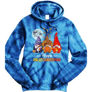 Halloween Thanksgiving Christmas Happy Hallothanksmas Gnomes Great Gift Tie Dye Hoodie