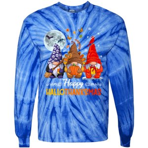 Halloween Thanksgiving Christmas Happy Hallothanksmas Gnomes Great Gift Tie-Dye Long Sleeve Shirt