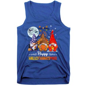 Halloween Thanksgiving Christmas Happy Hallothanksmas Gnomes Great Gift Tank Top