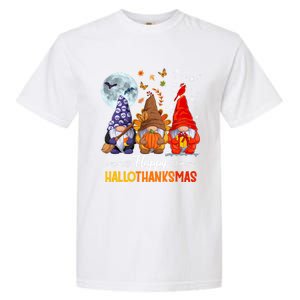 Halloween Thanksgiving Christmas Happy Hallothanksmas Gnomes Great Gift Garment-Dyed Heavyweight T-Shirt