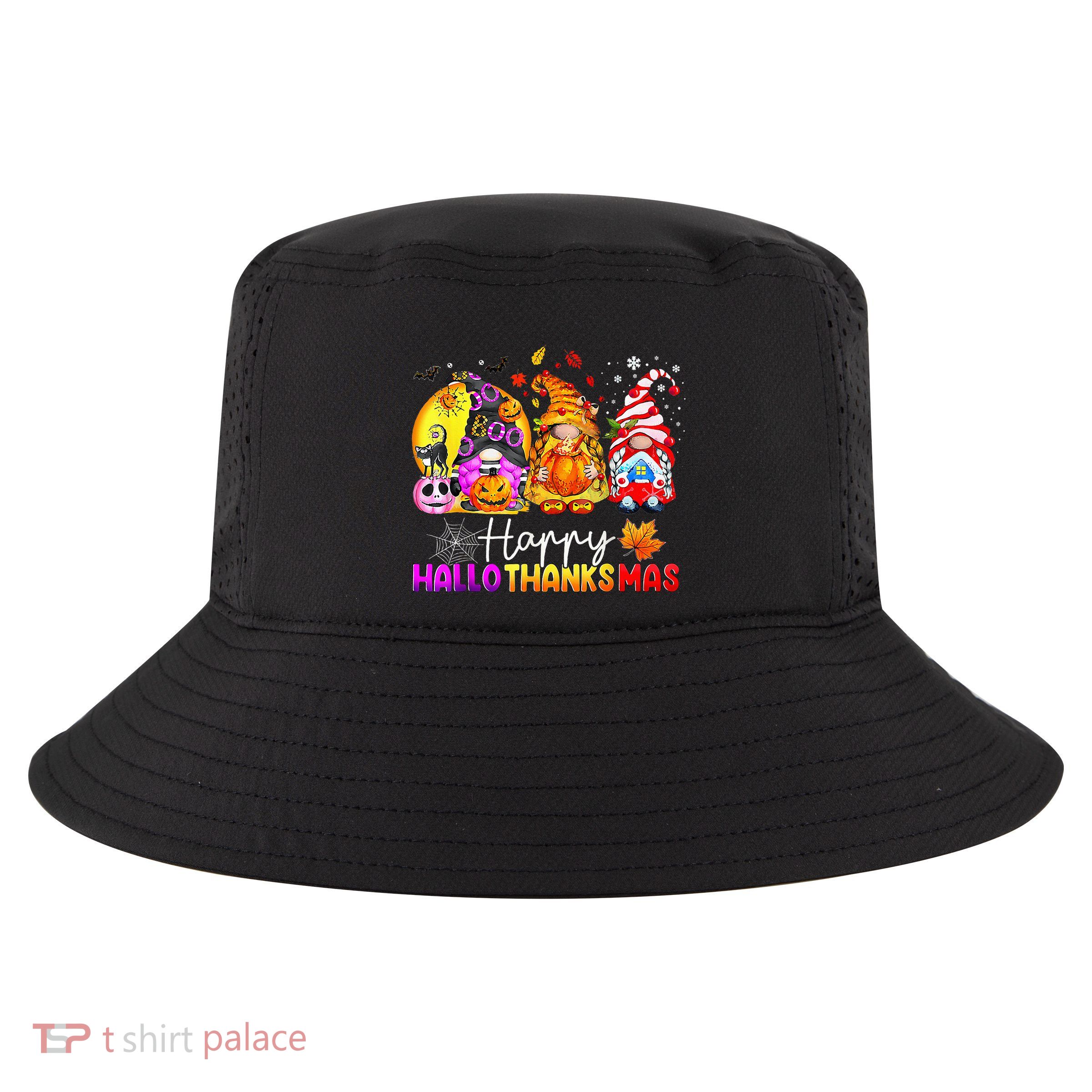 Halloween Thanksgiving Christmas Happy Hallothanksmas Gnomes Premium Cool Comfort Performance Bucket Hat