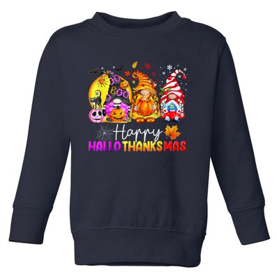 Halloween Thanksgiving Christmas Happy Hallothanksmas Gnomes Premium Toddler Sweatshirt