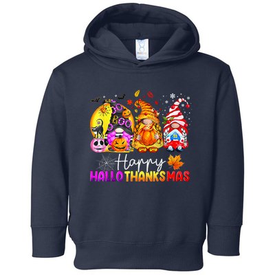 Halloween Thanksgiving Christmas Happy Hallothanksmas Gnomes Premium Toddler Hoodie