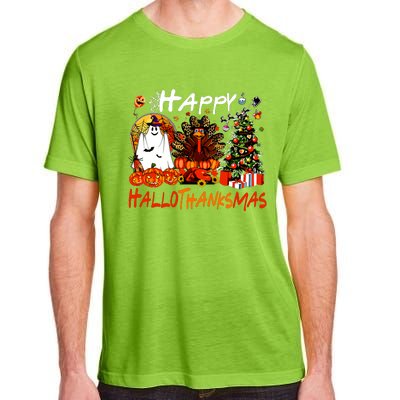 Halloween Thanksgiving Christmas Turkey Happy Hallothanksmas Adult ChromaSoft Performance T-Shirt