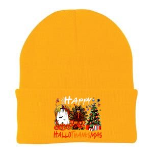 Halloween Thanksgiving Christmas Turkey Happy Hallothanksmas Knit Cap Winter Beanie