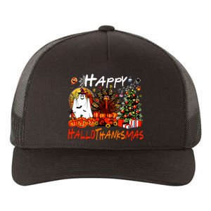 Halloween Thanksgiving Christmas Turkey Happy Hallothanksmas Yupoong Adult 5-Panel Trucker Hat