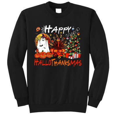 Halloween Thanksgiving Christmas Turkey Happy Hallothanksmas Sweatshirt