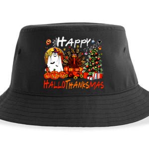 Halloween Thanksgiving Christmas Turkey Happy Hallothanksmas Sustainable Bucket Hat