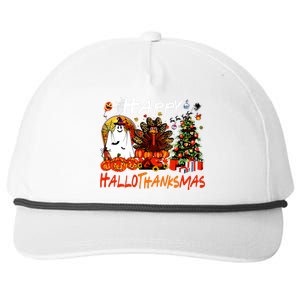 Halloween Thanksgiving Christmas Turkey Happy Hallothanksmas Snapback Five-Panel Rope Hat