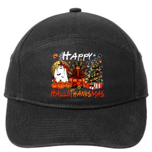 Halloween Thanksgiving Christmas Turkey Happy Hallothanksmas 7-Panel Snapback Hat