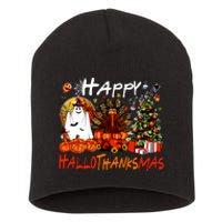 Halloween Thanksgiving Christmas Turkey Happy Hallothanksmas Short Acrylic Beanie