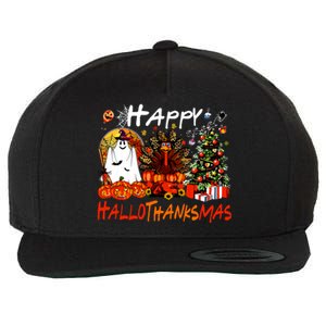 Halloween Thanksgiving Christmas Turkey Happy Hallothanksmas Wool Snapback Cap