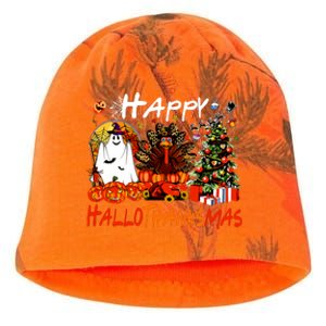 Halloween Thanksgiving Christmas Turkey Happy Hallothanksmas Kati - Camo Knit Beanie