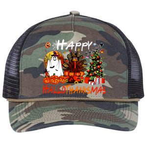 Halloween Thanksgiving Christmas Turkey Happy Hallothanksmas Retro Rope Trucker Hat Cap