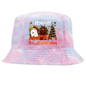 Halloween Thanksgiving Christmas Turkey Happy Hallothanksmas Tie-Dyed Bucket Hat