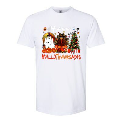 Halloween Thanksgiving Christmas Turkey Happy Hallothanksmas Softstyle® CVC T-Shirt