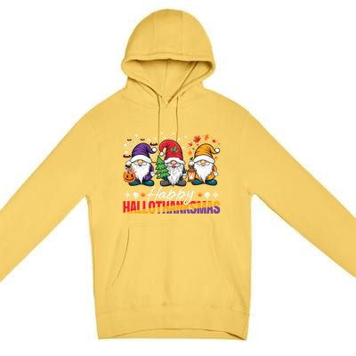 Halloween Thanksgiving Christmas Happy Hallothanksmas Funny Gift Premium Pullover Hoodie