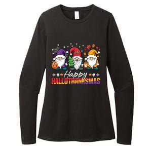 Halloween Thanksgiving Christmas Happy Hallothanksmas Funny Gift Womens CVC Long Sleeve Shirt