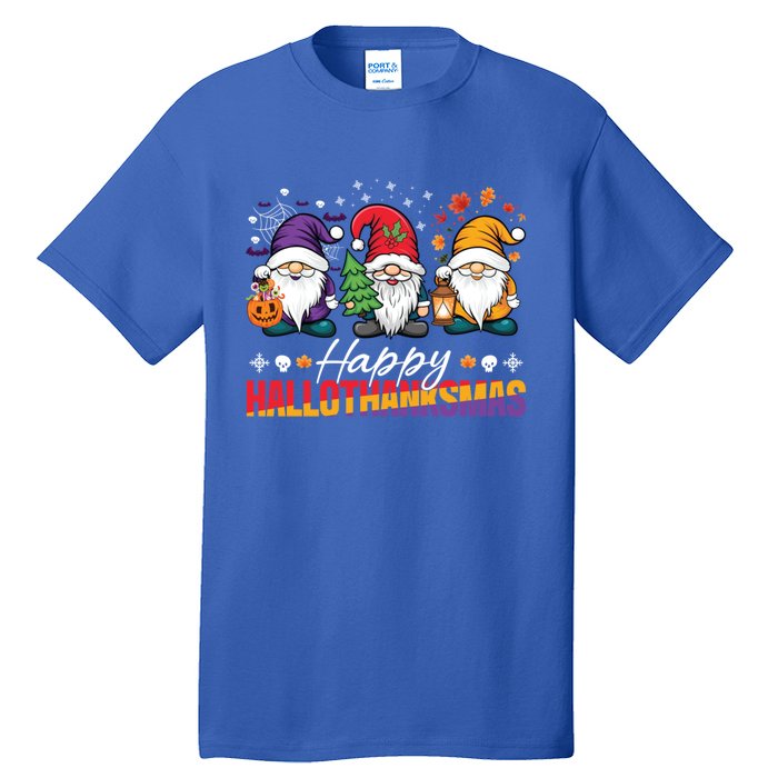 Halloween Thanksgiving Christmas Happy Hallothanksmas Funny Gift Tall T-Shirt