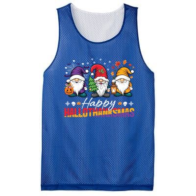 Halloween Thanksgiving Christmas Happy Hallothanksmas Funny Gift Mesh Reversible Basketball Jersey Tank