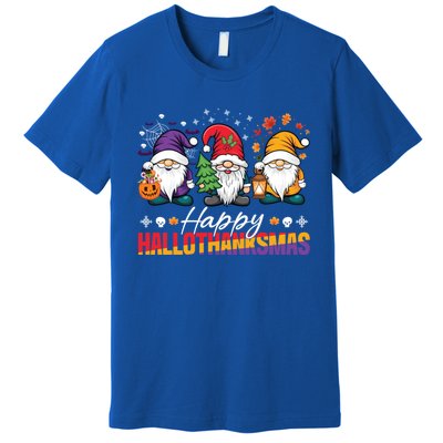 Halloween Thanksgiving Christmas Happy Hallothanksmas Funny Gift Premium T-Shirt