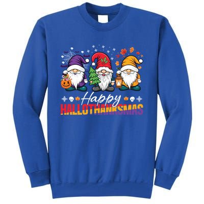 Halloween Thanksgiving Christmas Happy Hallothanksmas Funny Gift Tall Sweatshirt