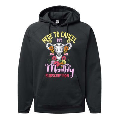 Here To Cancel My Monthly Subscription Funny Hysterectomy Performance Fleece Hoodie