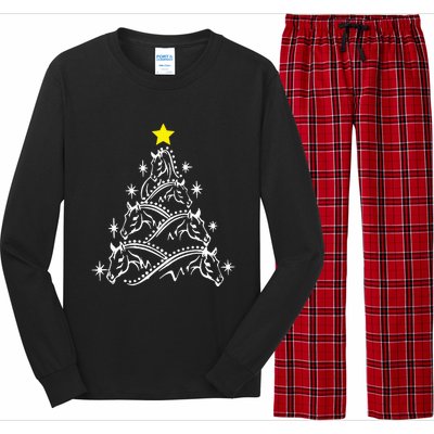 Horse Tree Christmas Horses Xmas Gifts Long Sleeve Pajama Set