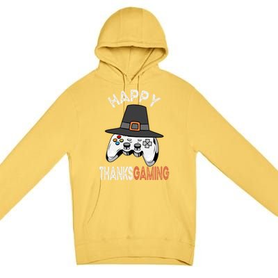 Happy Thanksgaming Cute Video Game Controller Thanksgiving Gift Premium Pullover Hoodie