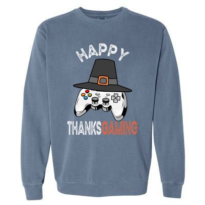 Happy Thanksgaming Cute Video Game Controller Thanksgiving Gift Garment-Dyed Sweatshirt