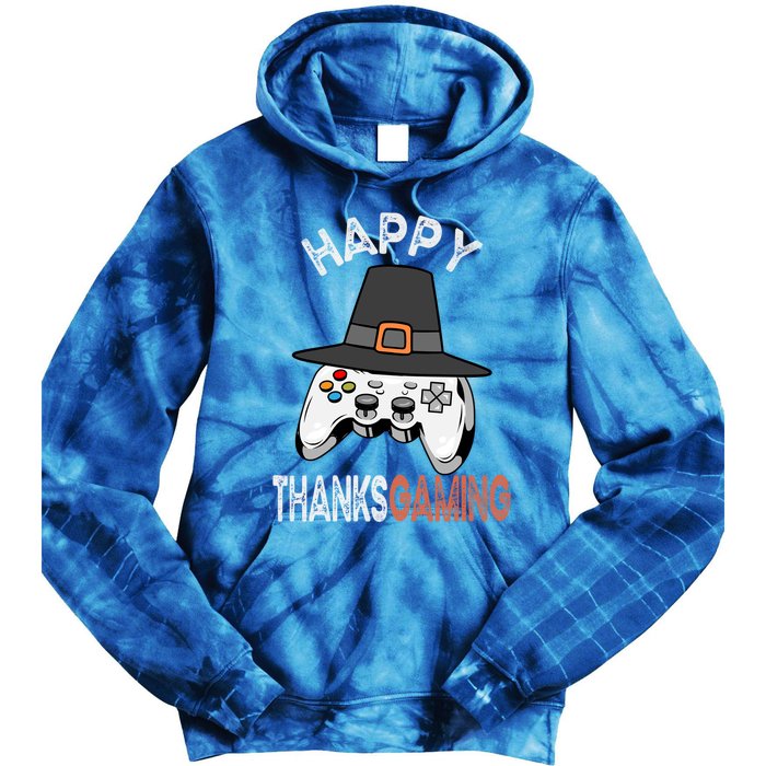 Happy Thanksgaming Cute Video Game Controller Thanksgiving Gift Tie Dye Hoodie